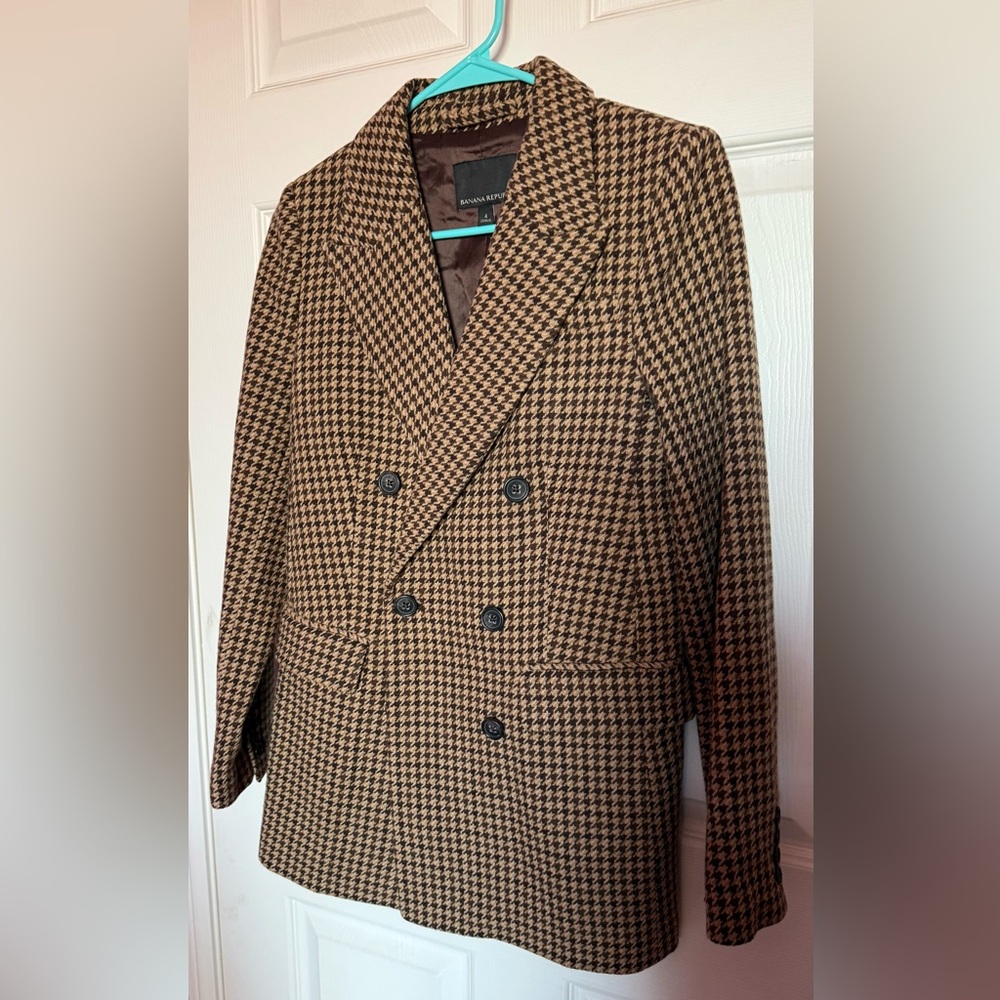 Banana Republic Brown Houndstooth Blazer